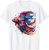 Betta Fighting Fish Splash Art Colorful Betta Fish Lover Splash Art Siamese Fighting Fish T-Shirt - White