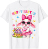 Happy Easter Coquette Easter Egg Rabbit Bunny Women Girl Kid T-Shirt in White