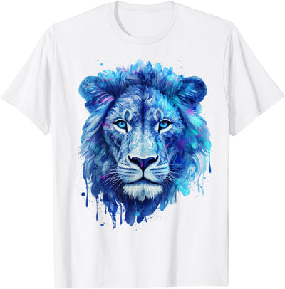 Blue Lion Art - Animal Blue Eyes Animal Lover Zoo Lion T-Shirt