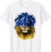 Vintage Yellow & Blue Flag Lion Face National Colours T-Shirt - White