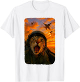 Funny Cats Fighter Jet Pilot Kitties Selfies Funny Screaming Cat Fighter Jet Pilot Kitty Selfie T-Shirt