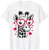 Adorable Giraffe Zoo Animal Lovers Giraffe with Heart Glasses Love Celebration Valentine’s Day T-Shirt - Baby Blue