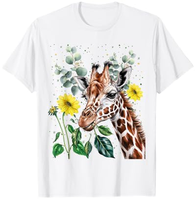 Giraffe Outfit Idea For Women Novelty Botanical Themed T-Shirt