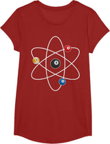 Cool Billiard Design For Men Women Atom Cue Ball Sport Game T-Shirt - Girls Cranberry Red