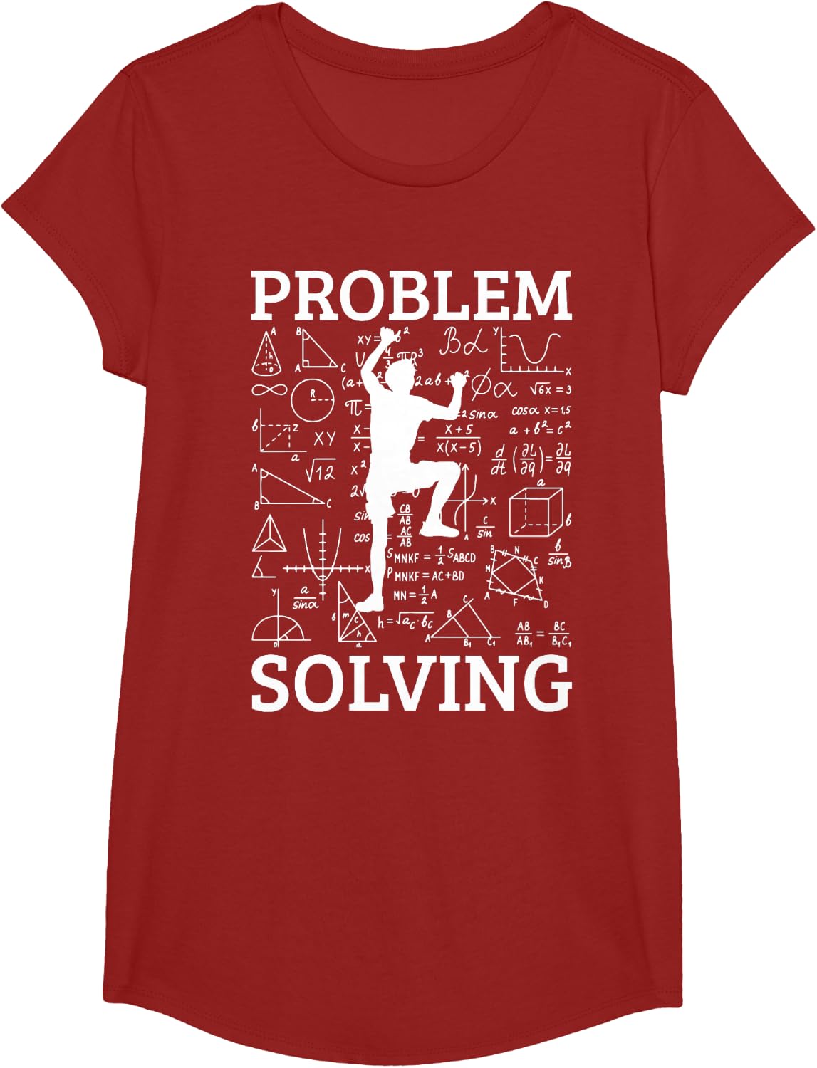 Climbing Problem Solving Rock Climber Bouldering Climb Wall T-Shirt - Girls Cranberry Red