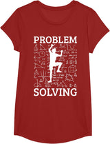 Climbing Problem Solving Rock Climber Bouldering Climb Wall T-Shirt - Girls Cranberry Red