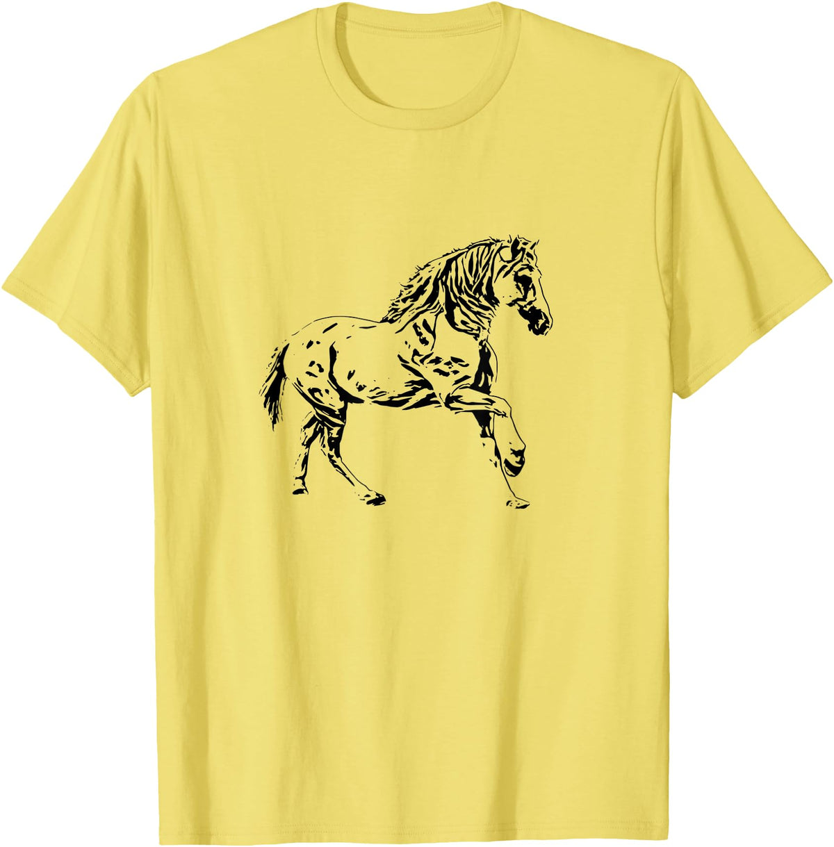 Horses Girls Women Gift + Kids Men Boys Horse Motif T-Shirt - Lemon Yellow