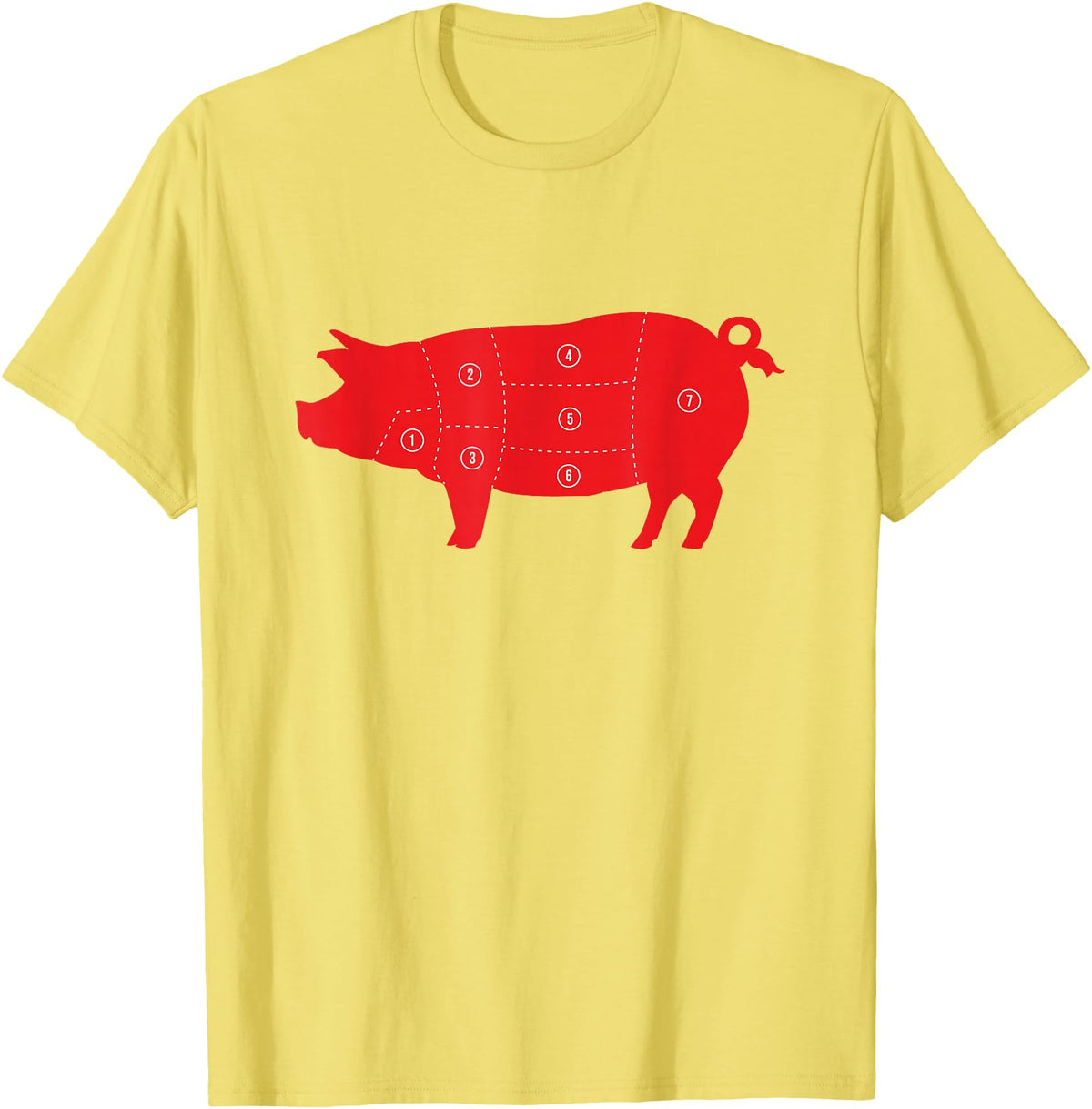 Carnivore Grilling Gifts For Butchers Pig Cuts Pork Chops Bacon Butt Butcher Costume Pigs Diagram T-Shirt - Lemon Yellow