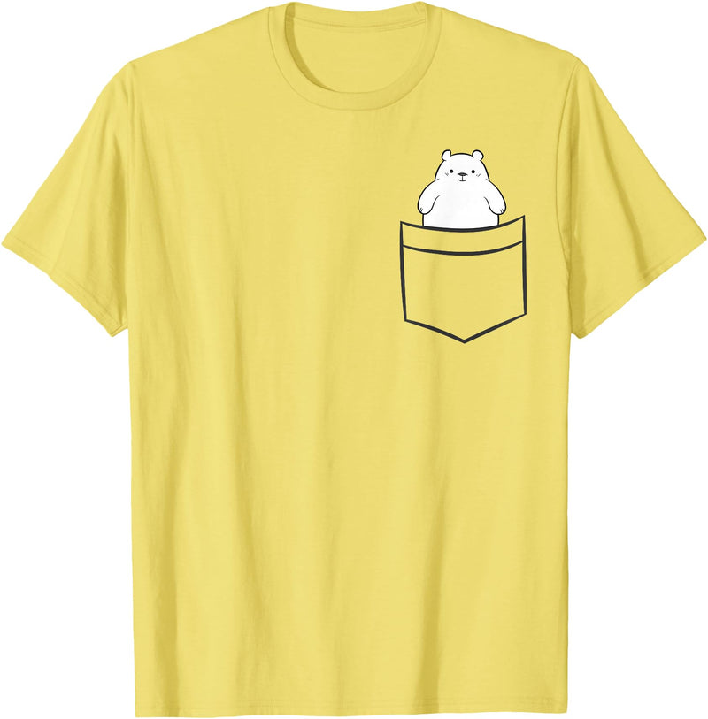 Arctic Polar Bear Gifts And Tees Polar Bear In a Pocket Cute Pocket Polar Bear T-Shirt - Lemon Yellow