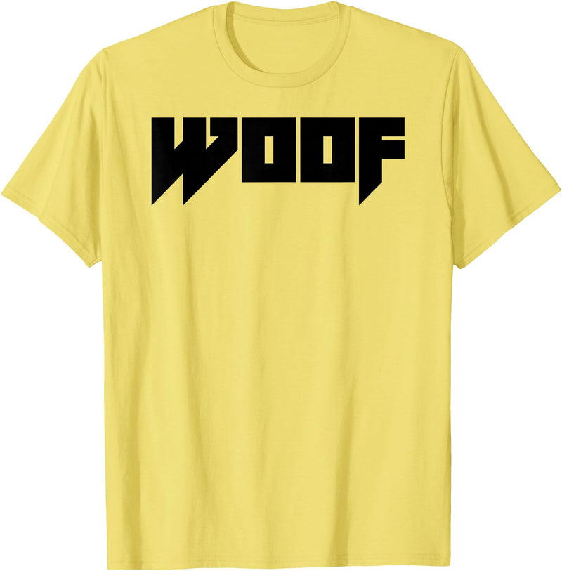 WOOF Gay Men Bear Daddy Pride LGBTQIA+ Funny Metal Novelty T-Shirt - Lemon Yellow