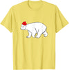 Polar Bear Xmas Pajama Polar Bear With Santa Hat Xmas Winter Christmas Pajama T-Shirt - Lemon Yellow