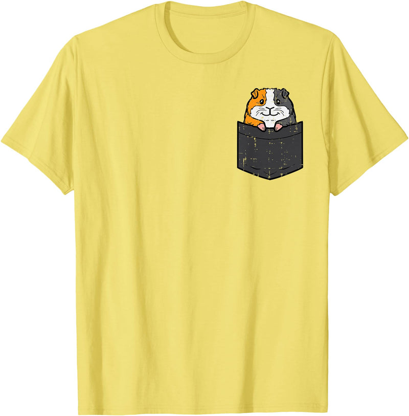 Guinea Pig Shirts For Men Women Kids Gift Guinea Pig Pocket Funny Cavy Rodent Animal Men Women Kids T-Shirt - Lemon Yellow