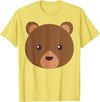 Fun And Cute Animal T-Shirts Bear Face Costume Shirt Funny And Cute Animal Tee T-Shirt - Lemon Yellow