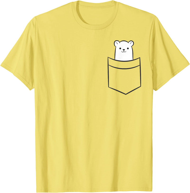Arctic Polar Bear Tees And Gifts Polar Bear In The Pocket Funny Pocket Polar Bear T-Shirt - Lemon Yellow