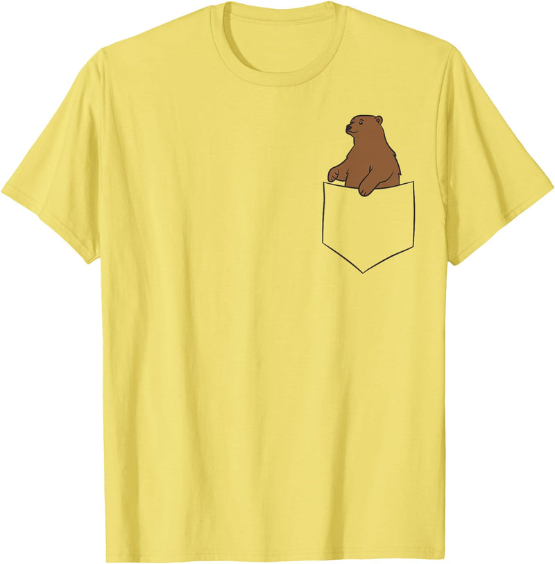 Cute Bear Lover Gifts Grizzly Bear Fake Bag T-Shirt - Lemon Yellow