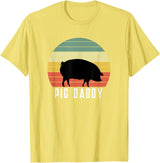 Pig Farmer for Men Women Kids Boys Girls Pig Dad - Daddy Farmer Farming Farm Pork Animal Livestock T-Shirt - Lemon Yellow