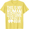 Halloween Funny - This Is My Human Costume Bear T-Shirt - Lemon Yellow
