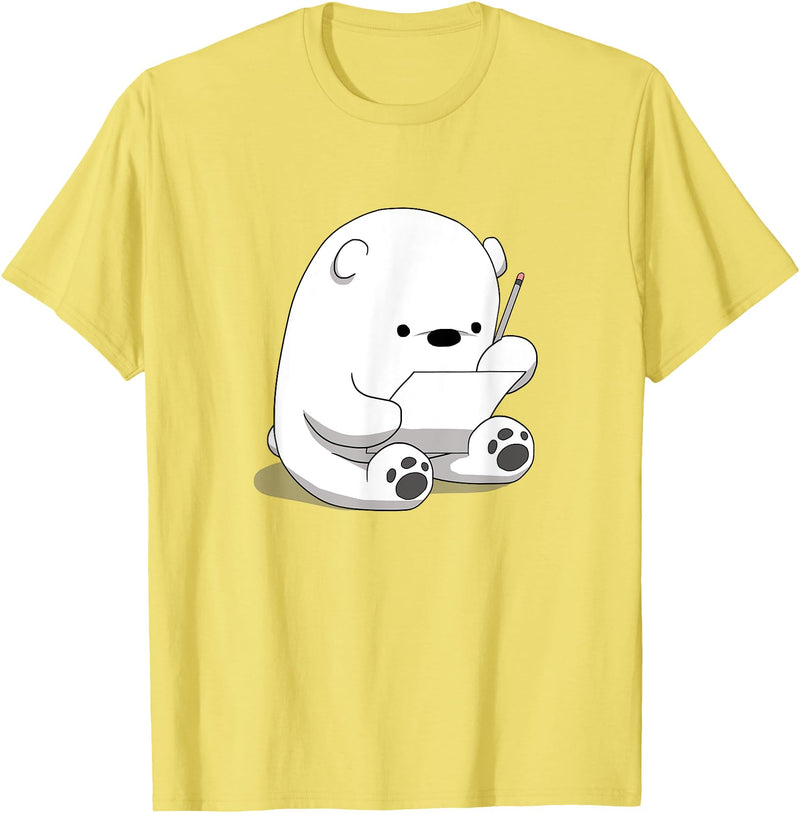 BoredKoalas Polar Bear Cartoon Fluffy Polar Bear Cute Arctic Animal Girls Gift T-Shirt - Lemon Yellow