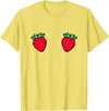 Fruit Boobs Co Strawberry Fruit Boobs Funny Summer Food T-Shirt - Lemon Yellow