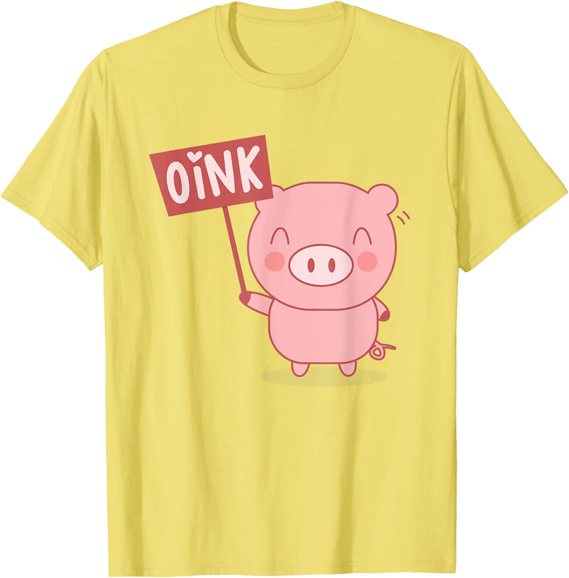 Funny Pig Lover Shirts Oink Cute Pig Lover Pig Farming Farmer Piglet Farm Animal T-Shirt - Lemon Yellow