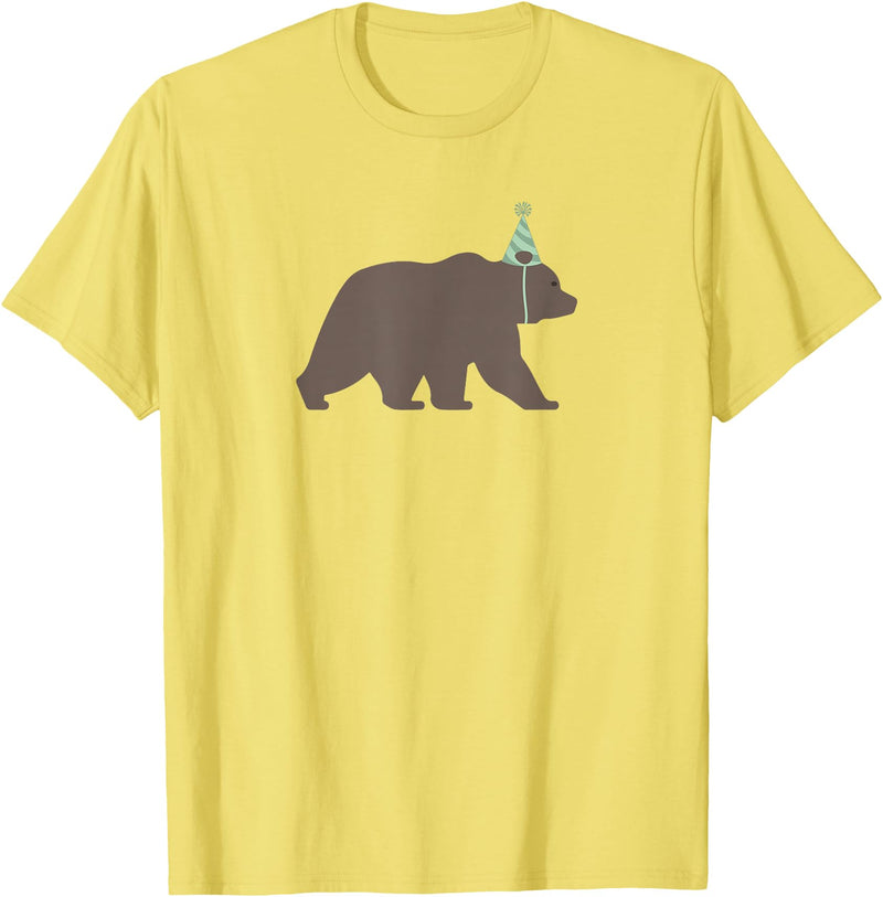 Birthday Animalz Bear Birthday T-Shirt, Kids Animal Birthday Shirt T-Shirt - Lemon Yellow