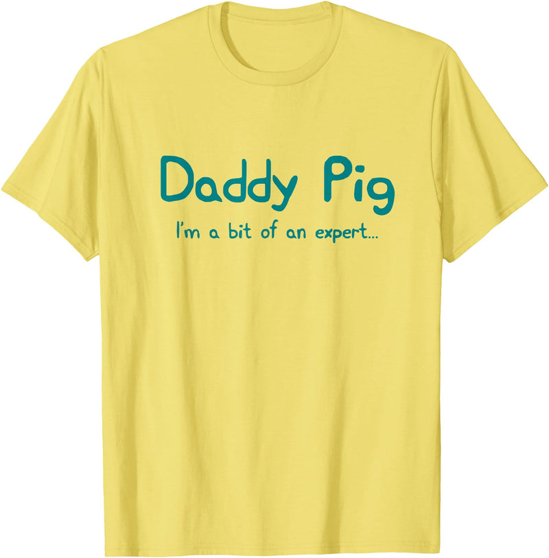 Maishi Gifts Father Pig Gift Dad Birthday Daughter Ideas - Daddy T-Shirt - Lemon Yellow