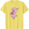 American Football USA animal Touchdown sport ball Pig plays American Football T-Shirt - Lemon Yellow
