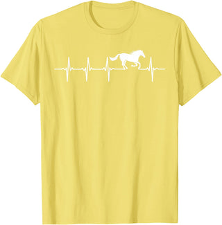Heartbeat Horse Lover Gifts Women Men Girls Gifts Horse Lover Gifts Heart EKG Heartbeat Pulseline Cardiology T-Shirt - Lemon Yellow