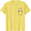 Llama Lover Designs by T&T Llama Lovers Cute Funny Llama in Pocket T-Shirt - Lemon Yellow