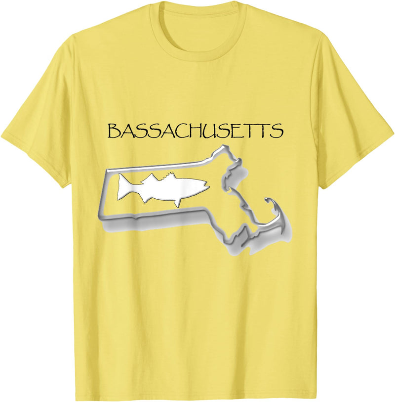 BIGHOOK Bassachusetts Fishing Striped Bass Surf Fishing Funny Shirt - Lemon Yellow