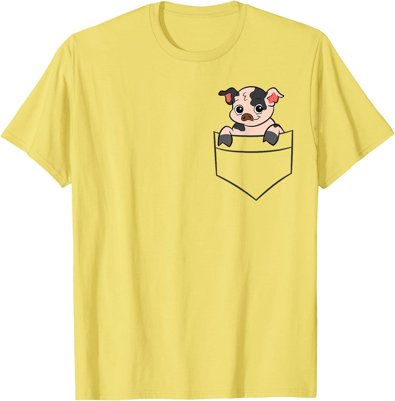 Funny Kunekune Pig Lover Gifts Kunekune Pig In a Pocket Cute Pocket Kunekune Pig T-Shirt - Lemon Yellow