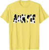 funny saying Gifts for Family Members and more Auntie Cow Print Cow Pattern T-Shirt, Black - Lemon Yellow