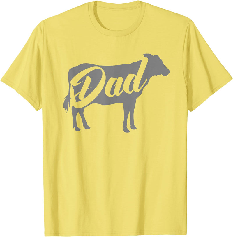 Cow Dad Apparel Daddy Cow for Dad's Who Lover Cows T-Shirt - Lemon Yellow
