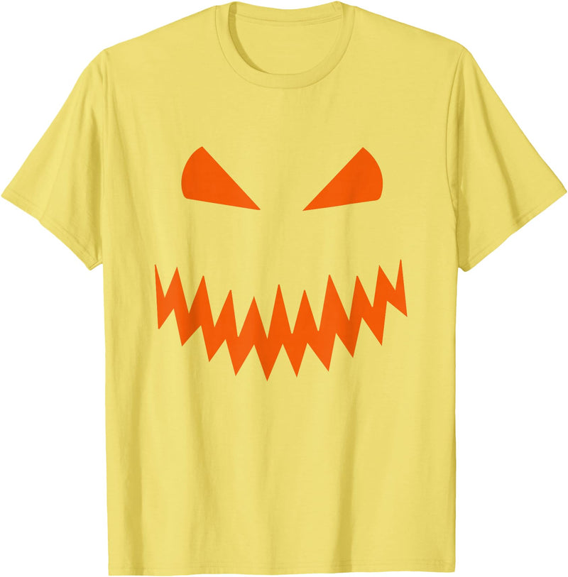 Halloween Designs. Pumpkin Jack O Lantern Scary Face Halloween Costume Graphic T-Shirt - Lemon Yellow