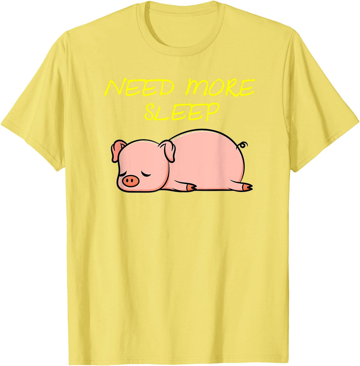 Cute Animal Pyjama Sleep Bed Outfits Funny Sleeping Pig Pajama Design for Bedtime T-Shirt - Lemon Yellow