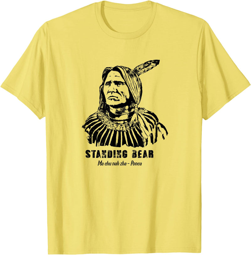 Nebraska Statue Oklahoma Court Standing Bear Ponca Tribe T-Shirt - Lemon Yellow
