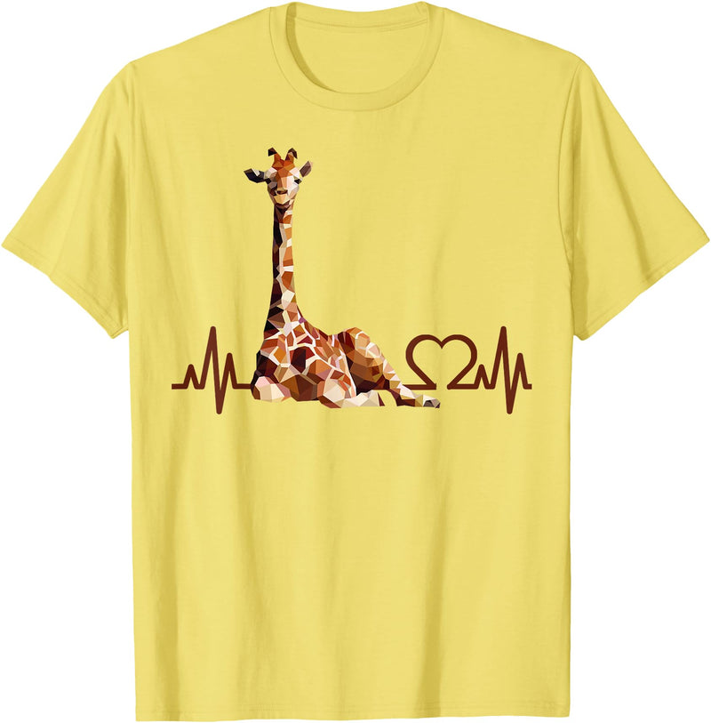 Giraffic print shirt Birthday Giraffe Heartbeat Shirt for Woman Man Kids T-Shirt - Lemon Yellow