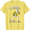 Llama Shirts For The Whole Family Co. Llama Just Killed A Man, Funny Singing llama Parody Gift T-Shirt - Lemon Yellow
