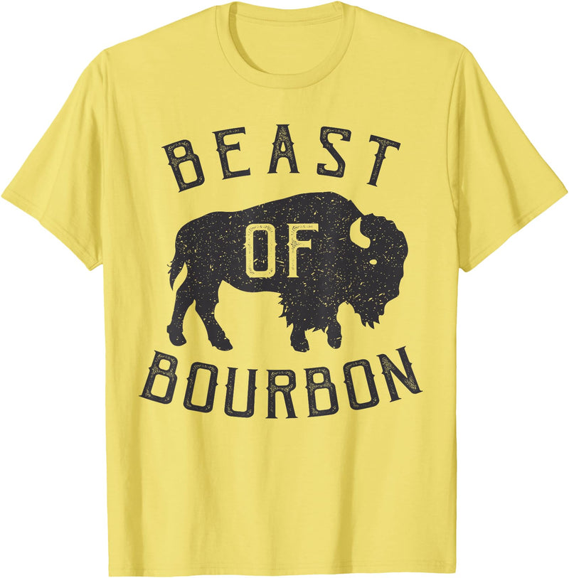 Drinking Fun designs - Big Ray Designs Beast of Bourbon Drinking Whiskey Design Bison Buffalo Party T-Shirt - Lemon Yellow