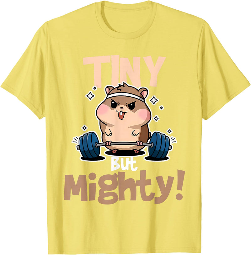 Weightlifting Hamster Tiny but Mighty! T-Shirt - Lemon Yellow