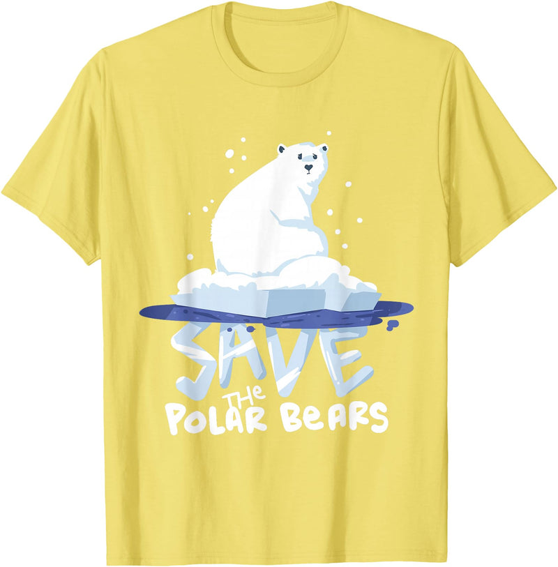 Polar Bears T-Shirts Tee Save The Polar Bears T-Shirt Save Animals Shirt Gift. T-Shirt - Lemon Yellow