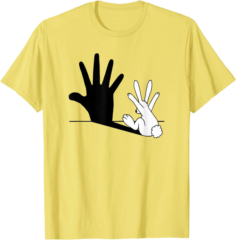 Hand Shadow Funny Chinese Shadow Rabbit T-Shirt in Lemon Yellow