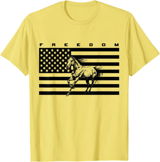 BASBO American Flag Horseback Riding Apparel - Horse T-Shirt - Straight - Lemon Yellow