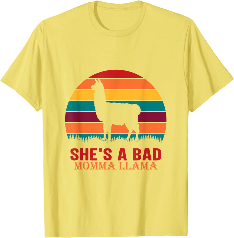 funny momma llama apparel for women & bride mom hot mamma llama needs no drama mama lama mama llama T-Shirt - Lemon Yellow