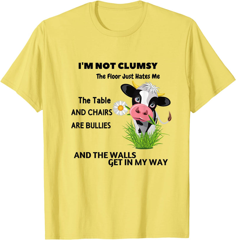 Funny Cow I'm Not Clumsy The Floor Cow I'm Not Clumsy The Floor Just Hates Me The Table T-Shirt - Lemon Yellow