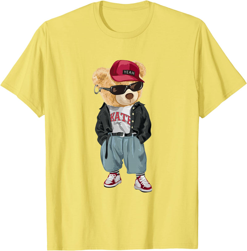 Punk Rocker Teddy Bear Rap Hip Hop Gift Men Women Punk Rocker Rapper Popster Punker Teddy Bear Rap Hip Hop T-Shirt - Lemon Yellow