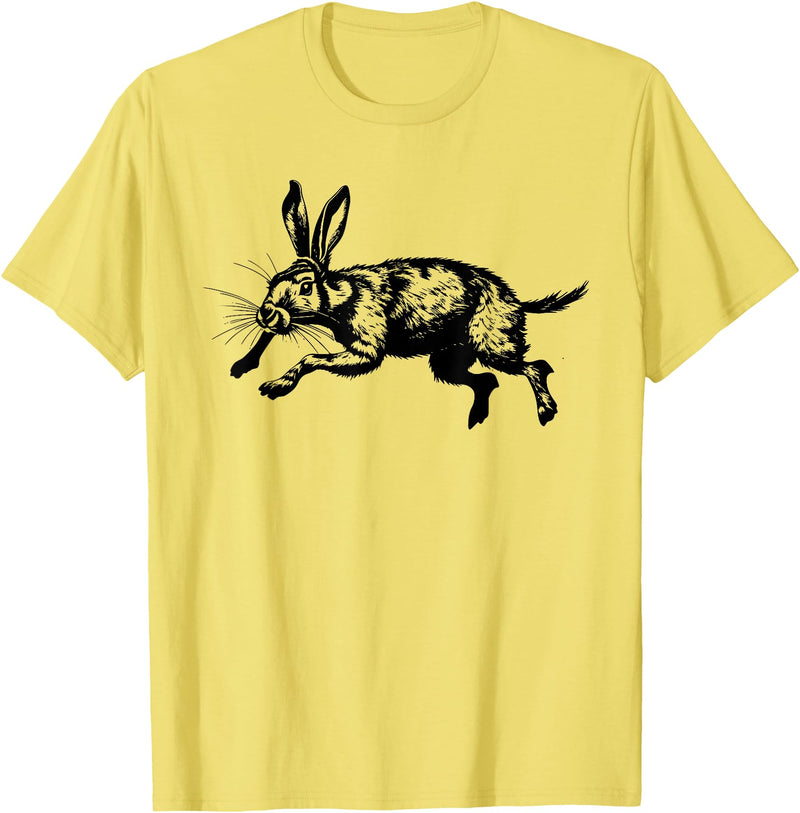 Jackrabbit Bunny Rabbit Hare Minimalist Animal Drawing T-Shirt in Lemon Yellow