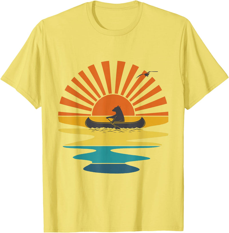 BOLD POD Sunset Canoe Bear T-Shirt - Lemon Yellow