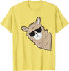 Funny Llama And Alpaca Gifts Cute Llama Alpaca with Sunglasses Funny Llama T-Shirt - Lemon Yellow