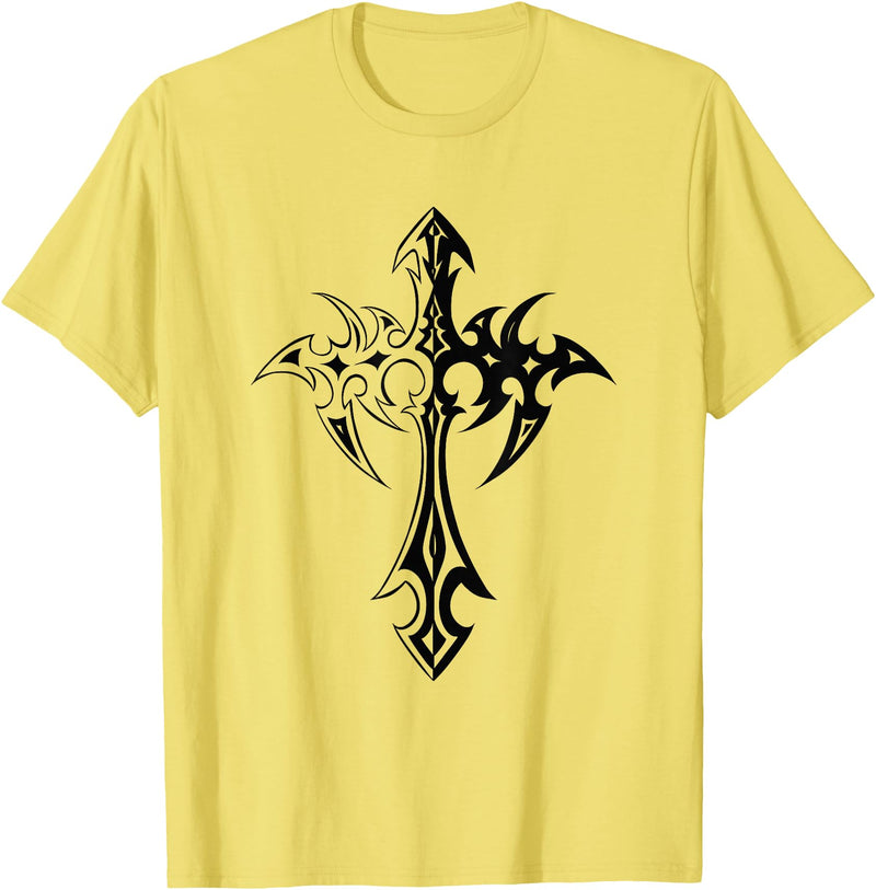 Alt Emo Grunge Alternative Goth Aesthetic Graphic Gothic Cross Mall Goth Punk Grunge Aesthetic T-Shirt - Lemon Yellow